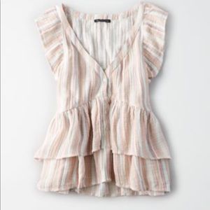 Double Ruffle short sleeve Blouse